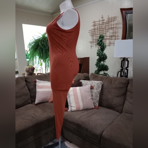 Yoga Asana Luxe Training Bodysuit Ribbed Rust Women's Nike XL Slimming Romper - Picture 5 of 14